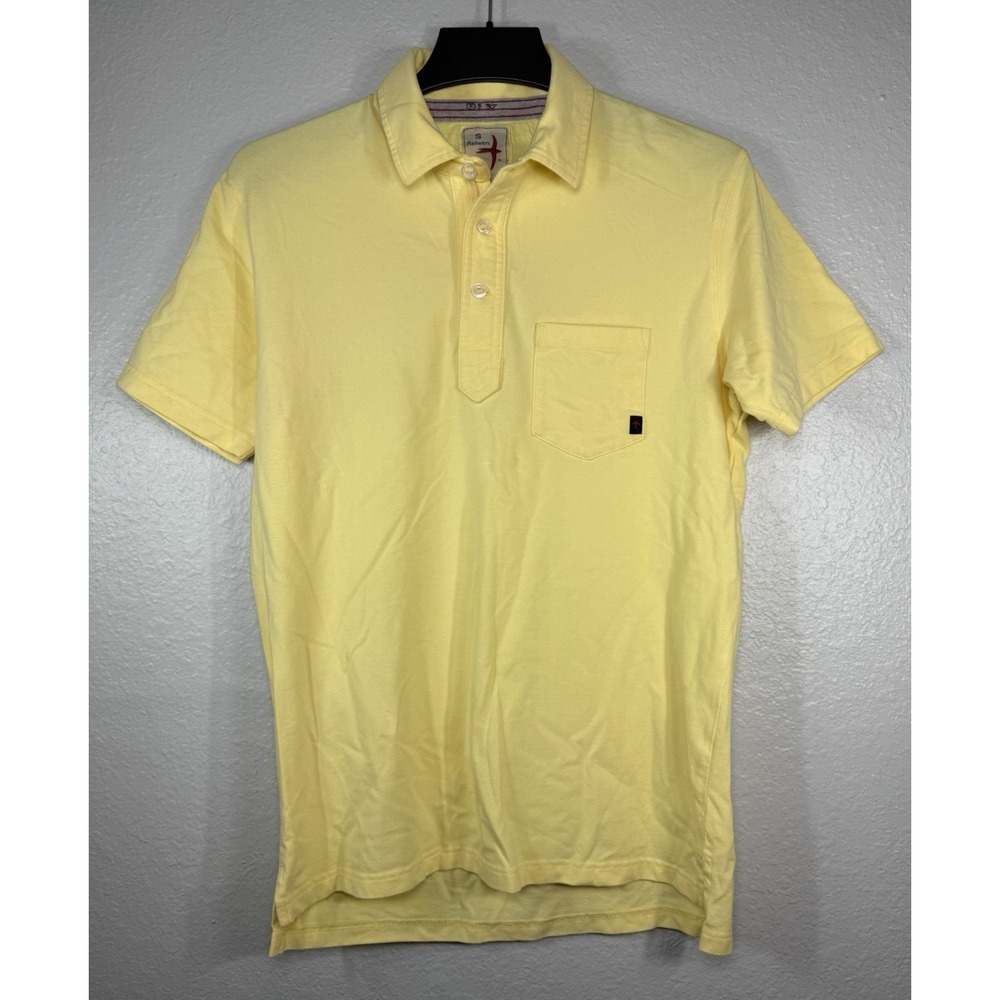 Relwen Pique Slot Polo butter light yellow Men's Size S Preppy